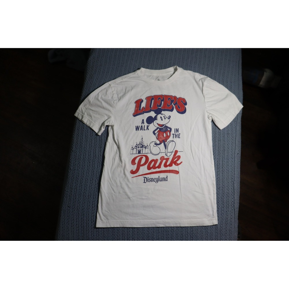 Disney Mickey Mouse Disneyland Lifes A Walk In The Park Graphic T-Shirt White XS